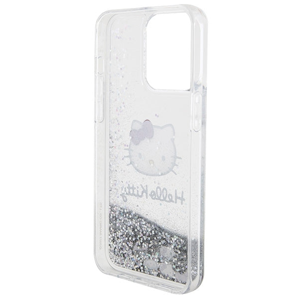Hello Kitty blizgučių dėklas iPhone 15 Pro Max – sidabrinis