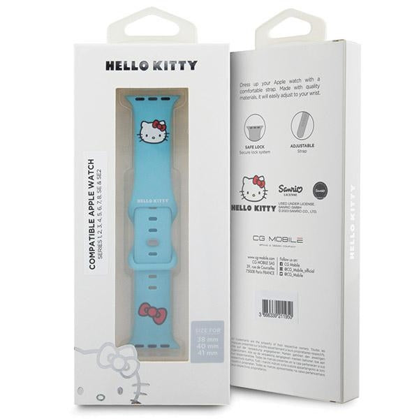 Hello Kitty silikoninis Kitty galvos dirželis skirtas Apple Watch 38/40/41mm – mėlynas