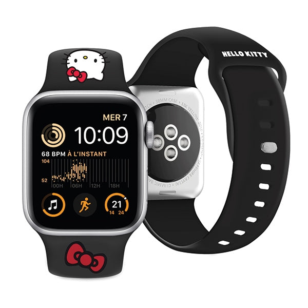 Hello Kitty silikoninis Kitty galvos dirželis skirtas Apple Watch 38/40/41mm - juodas
