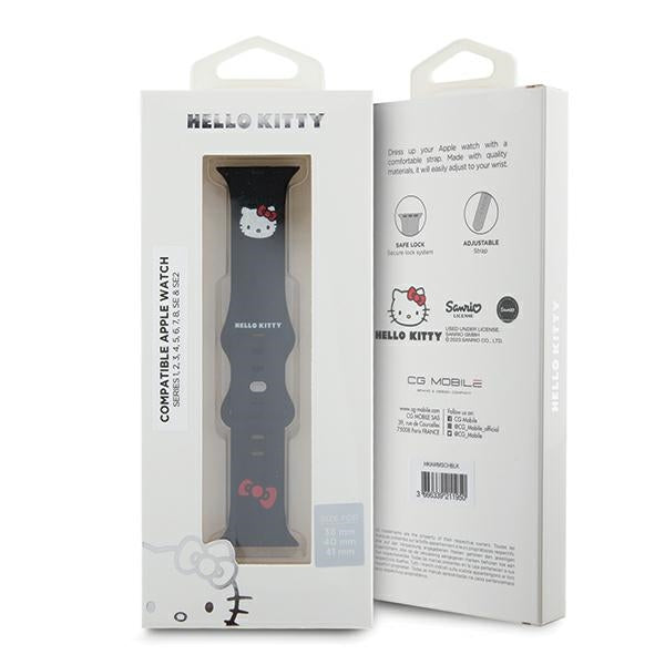 Hello Kitty silikoninis Kitty galvos dirželis skirtas Apple Watch 38/40/41mm - juodas