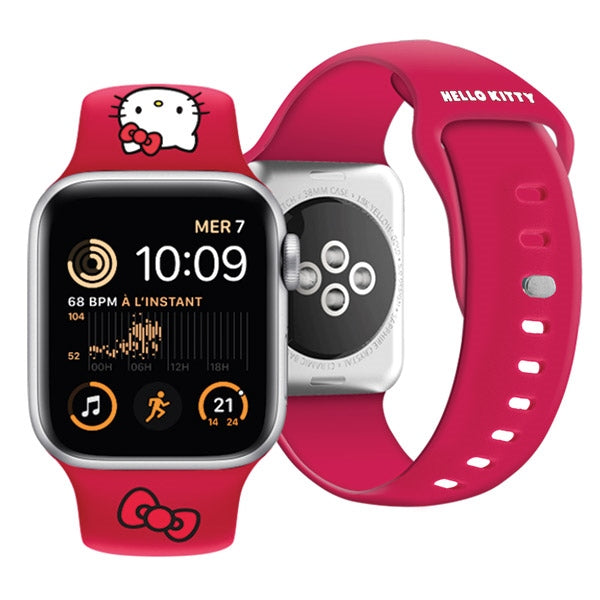 Hello Kitty silikoninis Kitty galvos dirželis skirtas Apple Watch 38/40/41mm – raudonas