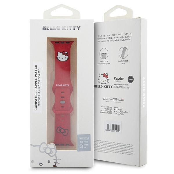 Hello Kitty silikoninis Kitty galvos dirželis skirtas Apple Watch 38/40/41mm – raudonas