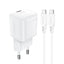 Acefast A73 Mini PD 20W GaN sieninis įkroviklis + USB-C laidas - baltas