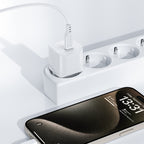 Acefast A73 Mini PD 20W GaN sieninis įkroviklis + USB-C laidas - baltas