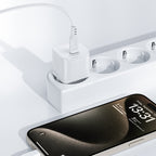 Acefast A77 Mini PD 30W GaN sieninis įkroviklis + USB-C laidas - baltas