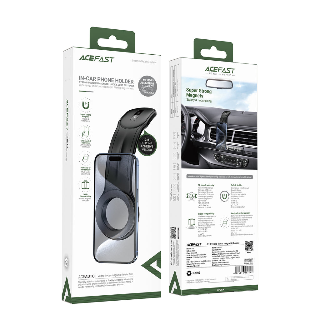Acefast D19 magnetinis automobilinis laikiklis prietaisų skydeliui, juodas