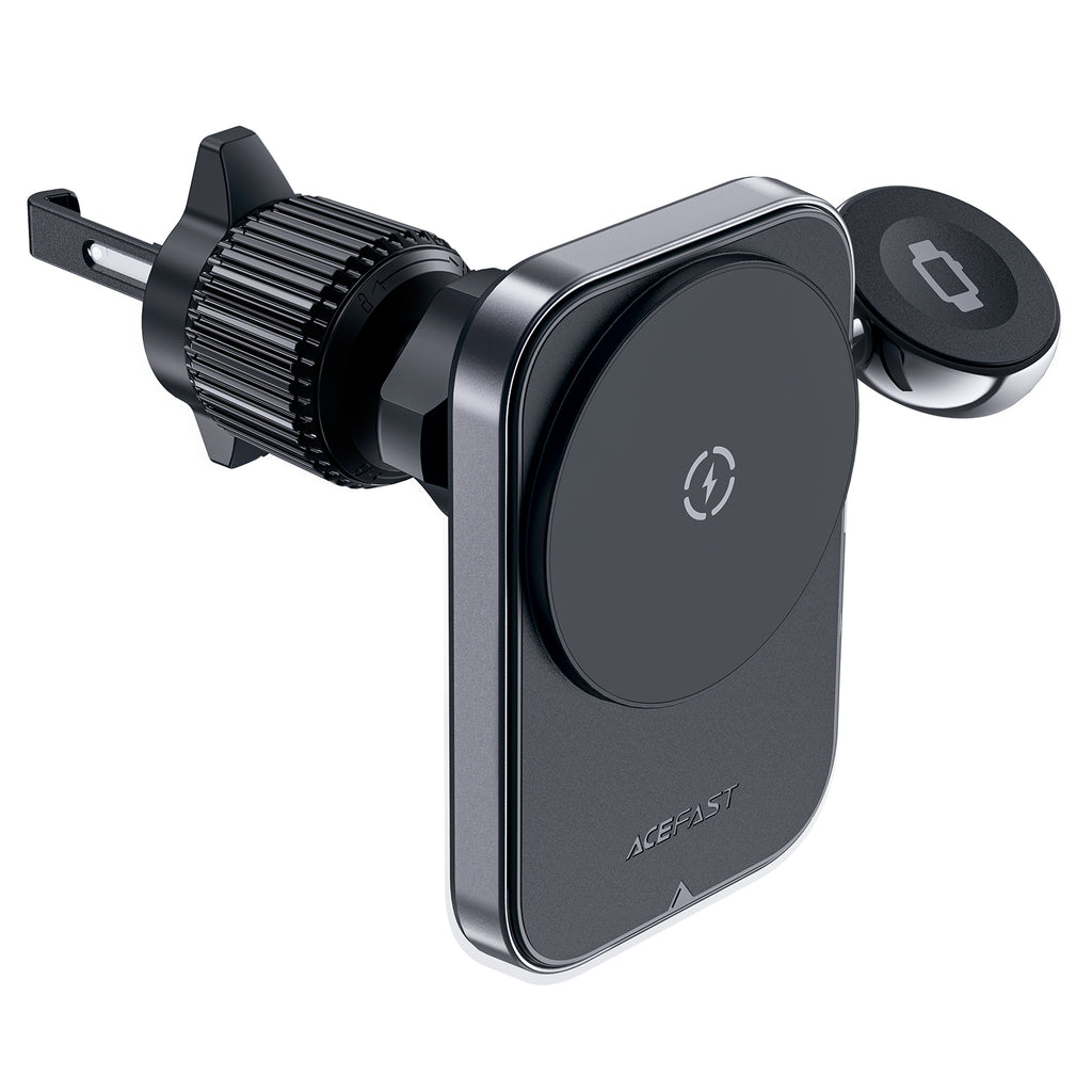 Acefast D18 automobilinis laikiklis su MagSafe / Qi indukciniu įkrovikliu + USB-A USB-C laidas - juodas