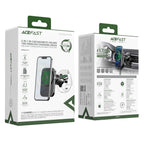 Acefast D18 automobilinis laikiklis su MagSafe / Qi indukciniu įkrovikliu + USB-A USB-C laidas - juodas