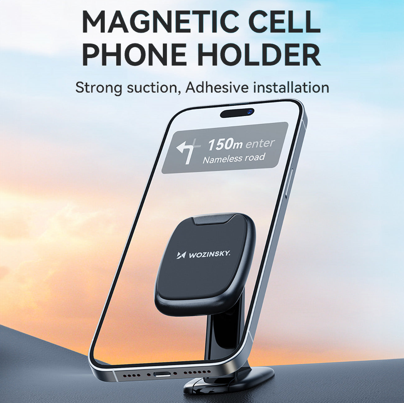 Wozinsky WUMTD magnetinis automobilio prietaisų skydelio telefono laikiklis - juodas