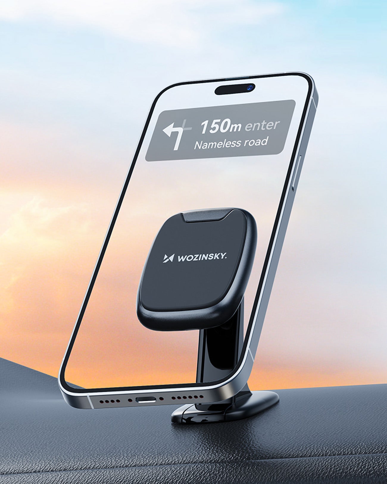 Wozinsky WUMTD magnetinis automobilio prietaisų skydelio telefono laikiklis - juodas