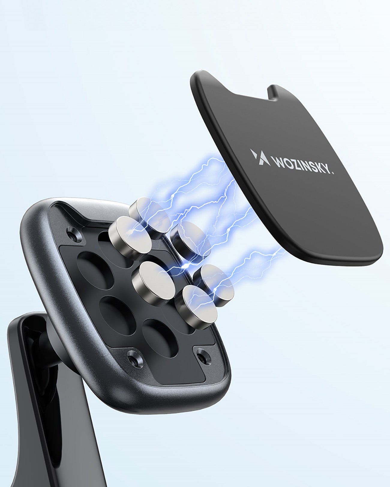 Wozinsky WUMTD magnetinis automobilio prietaisų skydelio telefono laikiklis - juodas