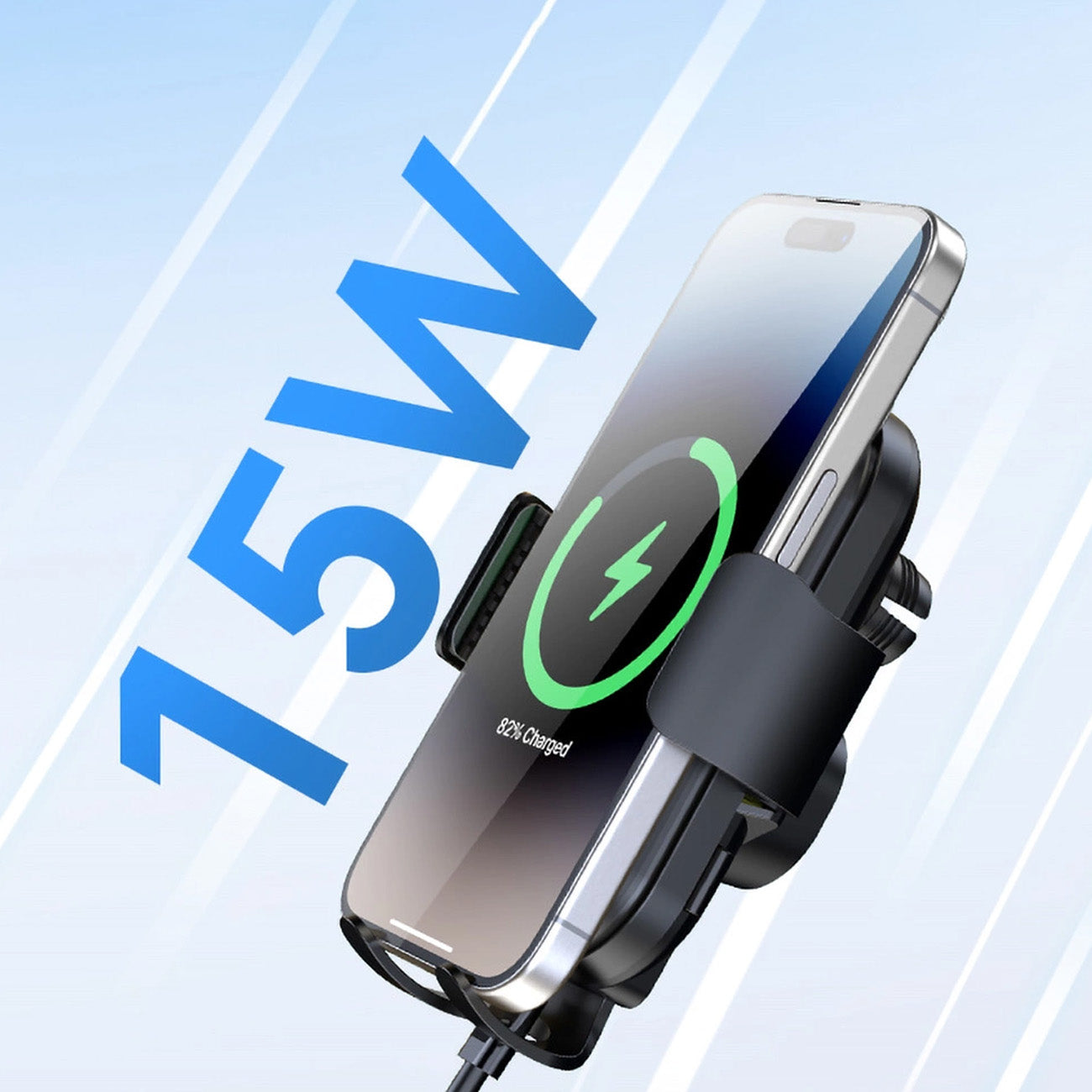 Wozinsky WUMID automobilinis prietaisų skydelio telefono laikiklis su 15W indukciniu įkrovikliu juodas