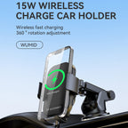 Wozinsky WUMID automobilinis prietaisų skydelio telefono laikiklis su 15W indukciniu įkrovikliu juodas