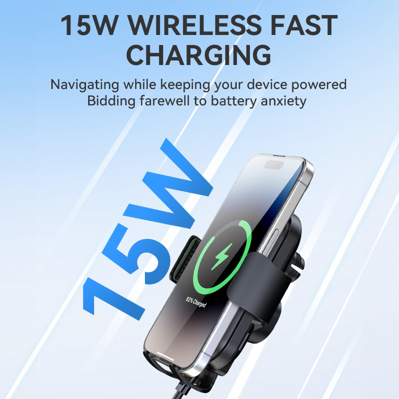 Wozinsky WUMID automobilinis prietaisų skydelio telefono laikiklis su 15W indukciniu įkrovikliu juodas