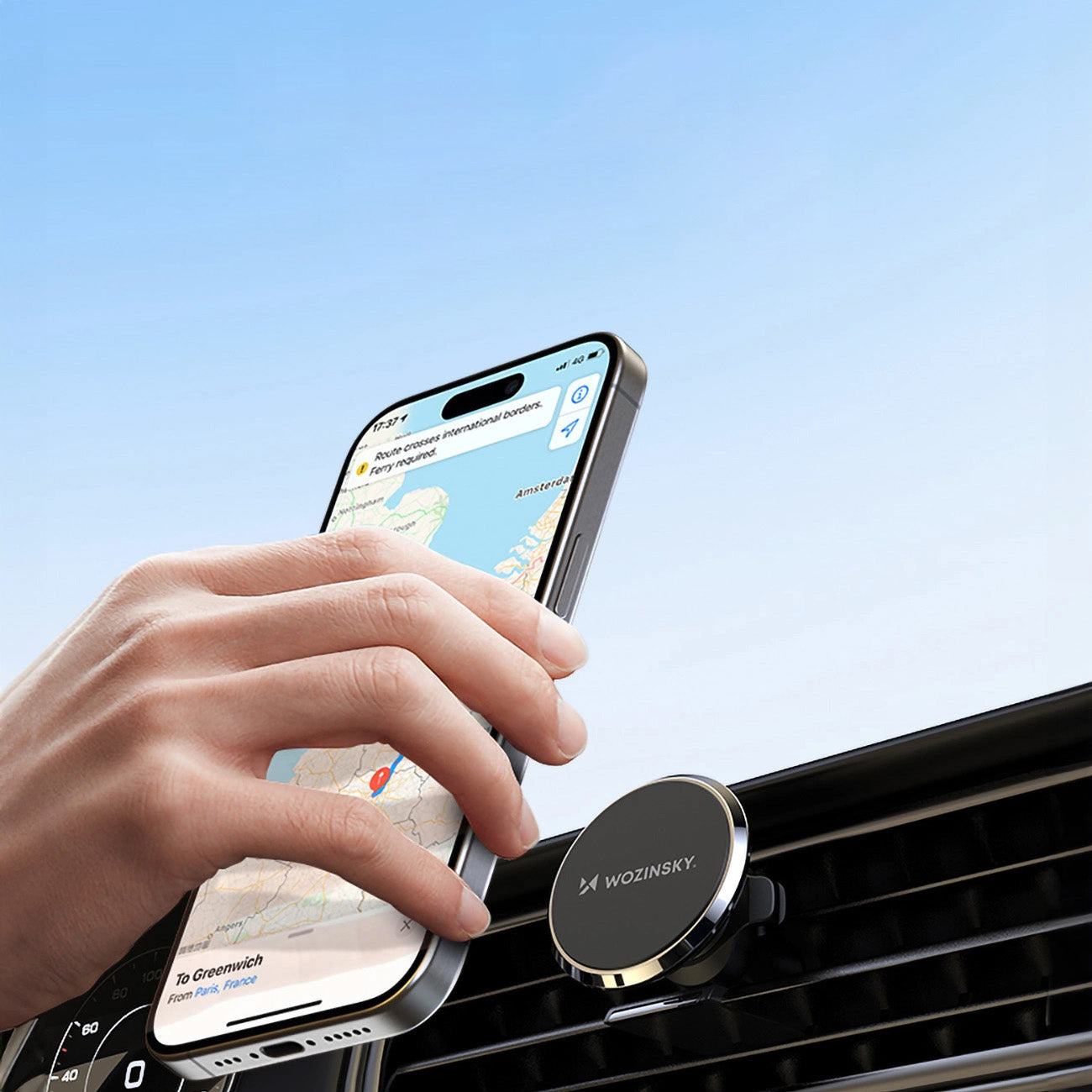 Wozinsky WUMKO magnetinis automobilinis telefono laikiklis oro grotelių angai, juodas