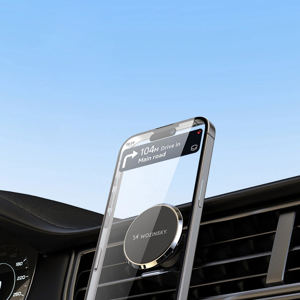 Wozinsky WUMKO magnetinis automobilinis telefono laikiklis oro grotelių angai, juodas