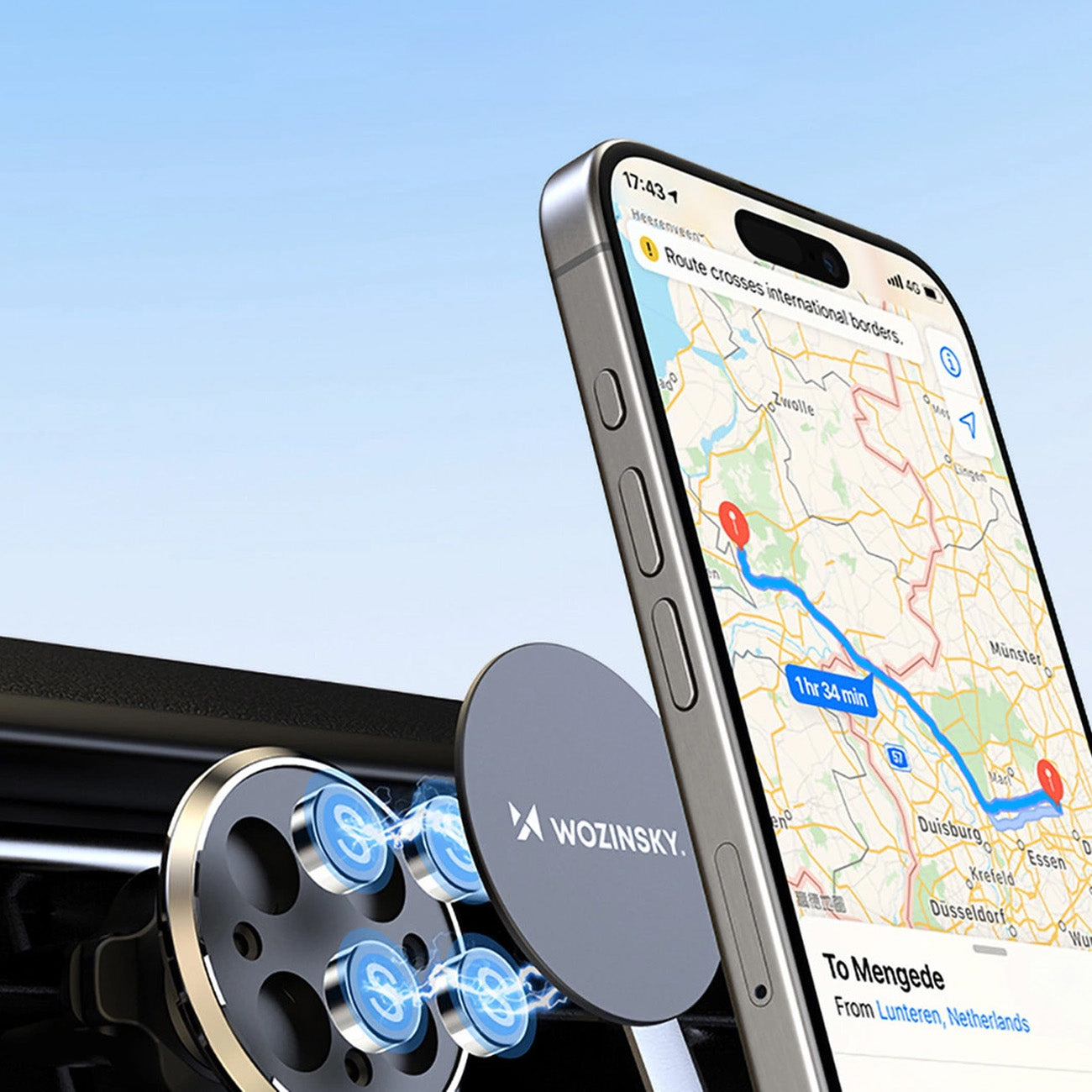 Wozinsky WUMKO magnetinis automobilinis telefono laikiklis oro grotelių angai, juodas
