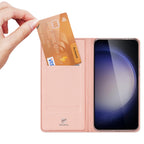 Dux Ducis Skin Pro atverčiamas dėklas Samsung S24+ – rožinis