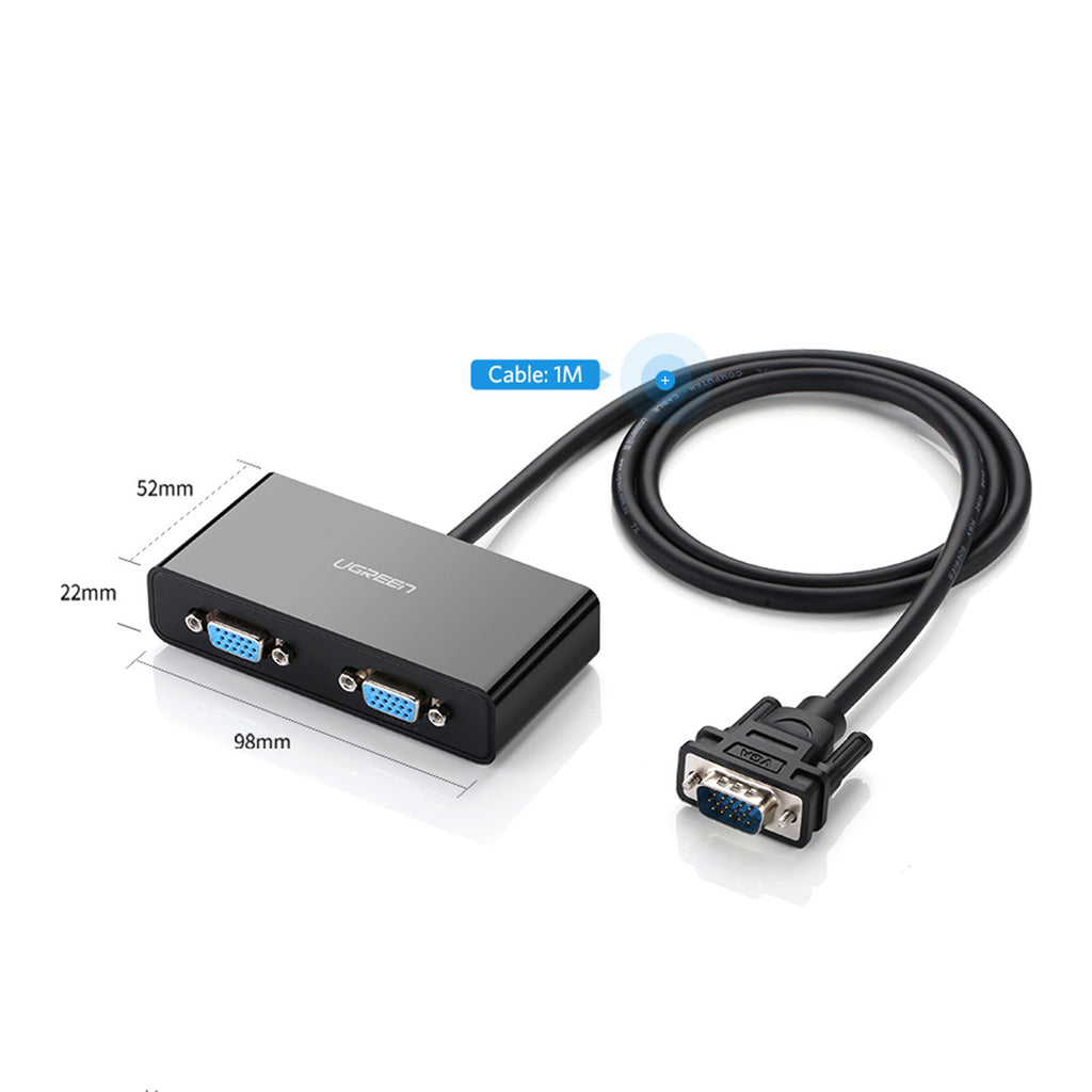 Ugreen 40254 1x2 VGA Splitter 1920x1440 60Hz - juodas -- Video Adapters