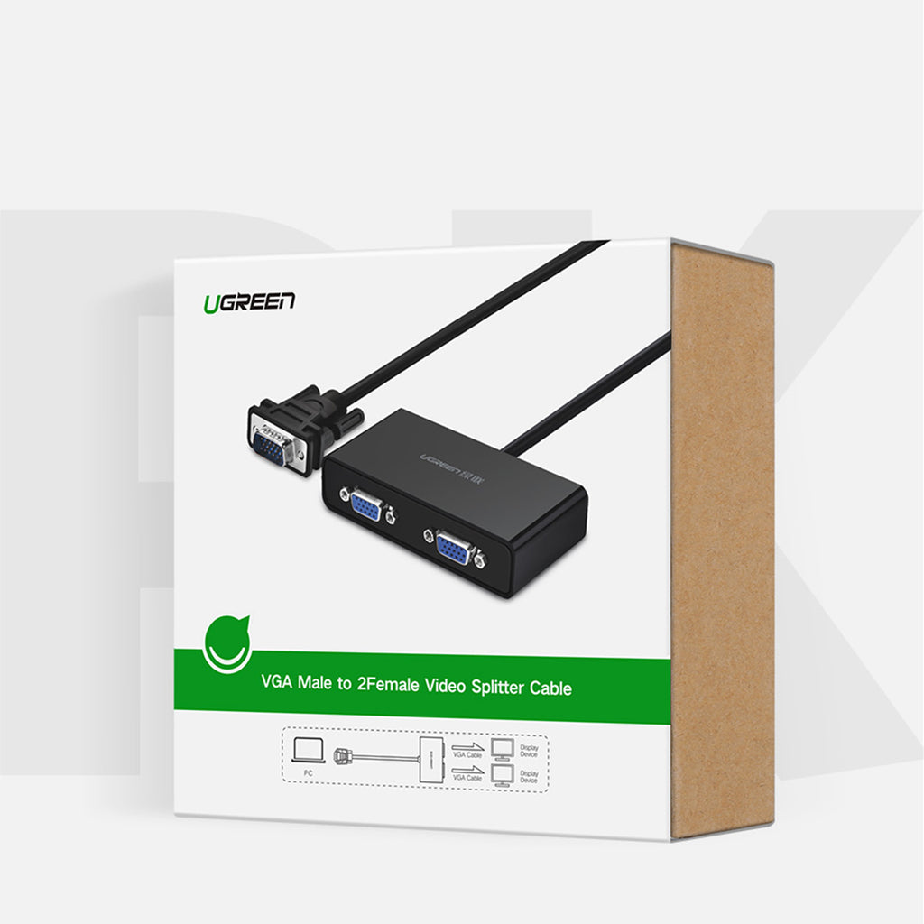 Ugreen 40254 1x2 VGA Splitter 1920x1440 60Hz - juodas -- Video Adapters