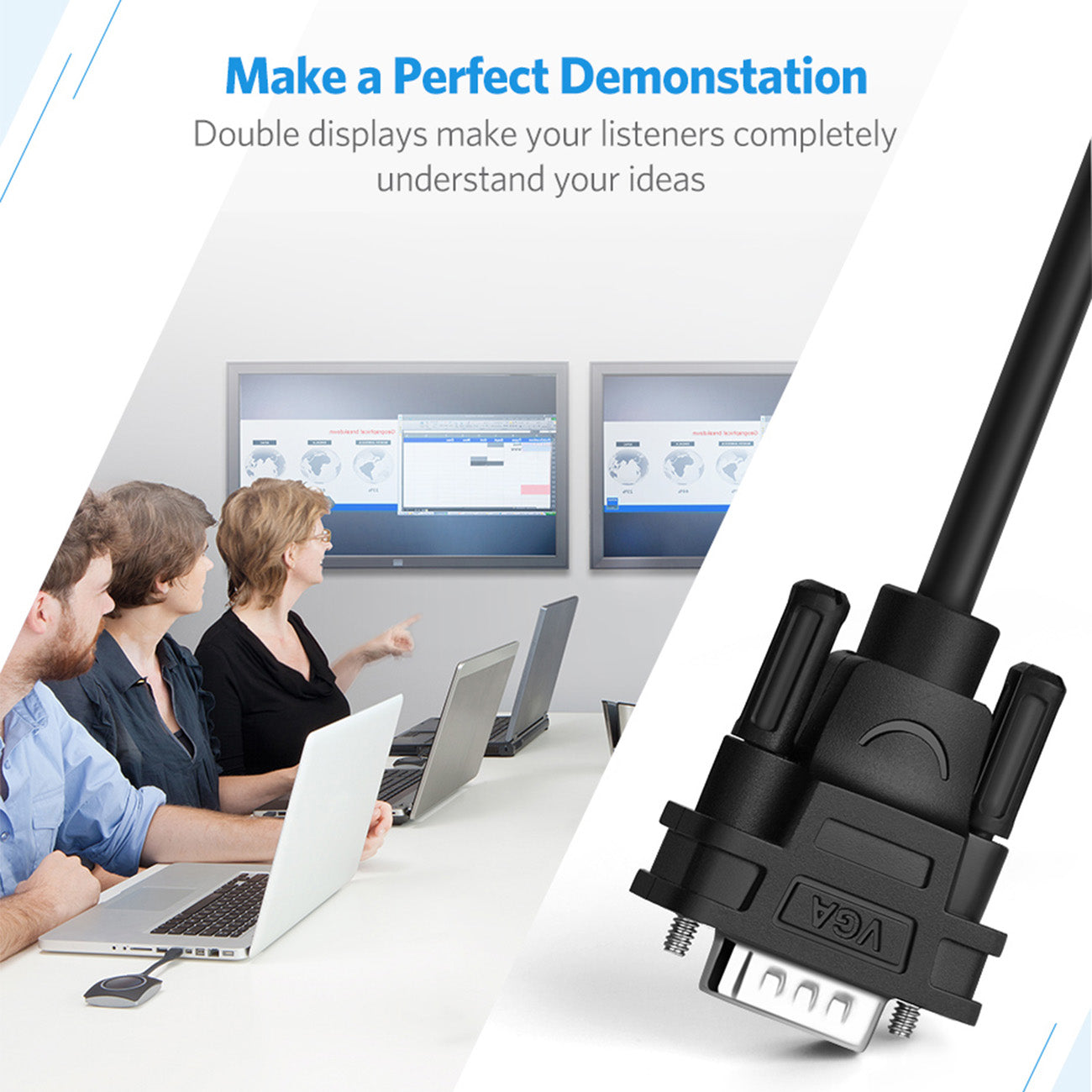 Ugreen 40254 1x2 VGA Splitter 1920x1440 60Hz - juodas -- Video Adapters