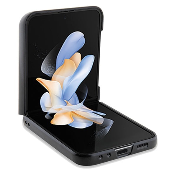 BMW Leather Hot Stamp dėklas Galaxy Z Flip5 – juodas -- Samsung Galaxy Z Flip 5