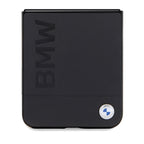 BMW Leather Hot Stamp dėklas Galaxy Z Flip5 – juodas -- Samsung Galaxy Z Flip 5