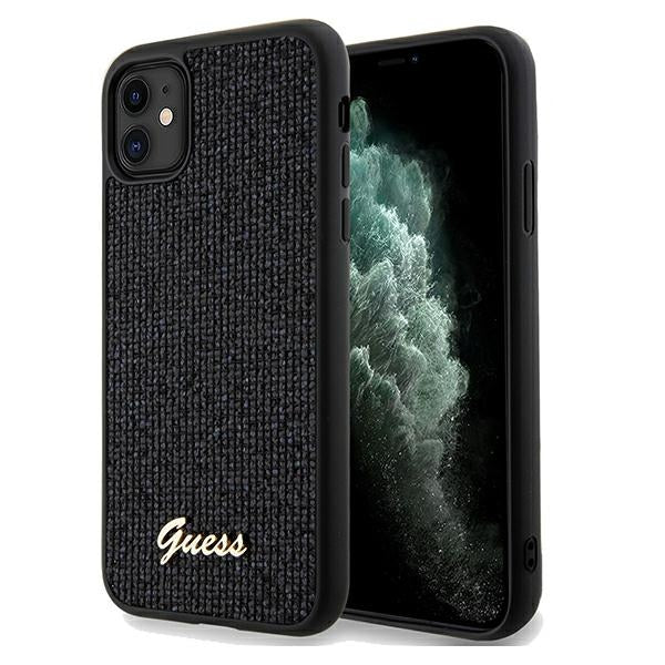 Guess Disco Metal Script dėklas iPhone 11 / XR – juodas -- iPhone 11