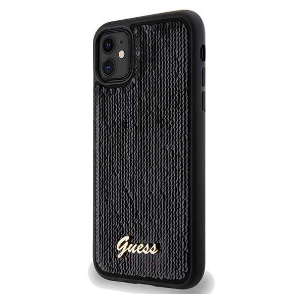 Guess Sequin Script Metal dėklas iPhone 11/XR – juodas -- iPhone 11