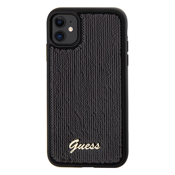 Guess Sequin Script Metal dėklas iPhone 11/XR – juodas -- iPhone 11
