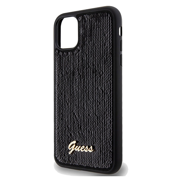 Guess Sequin Script Metal dėklas iPhone 11/XR – juodas -- iPhone 11
