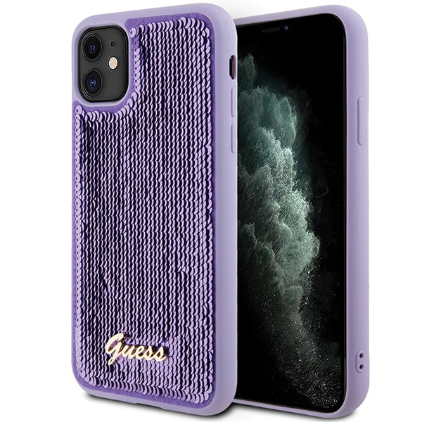 Guess blizgučių dėklas iPhone 11 / XR – violetinis -- iPhone 11