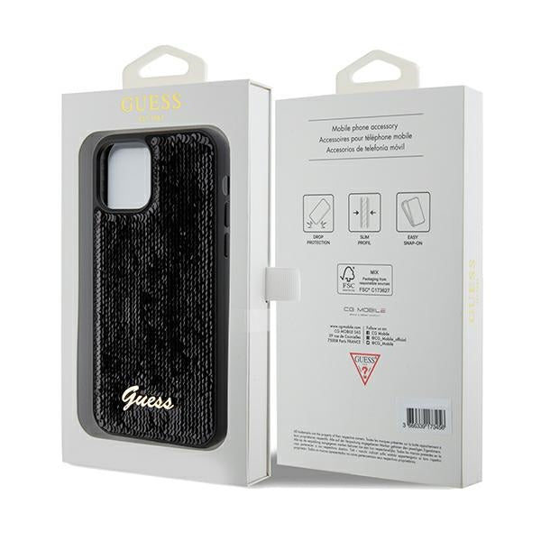 Guess blizgučių dėklas iPhone 12/12 Pro – juodas -- iPhone 12