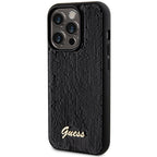 Guess Sequin Script Metal dėklas iPhone 13/13 Pro – juodas