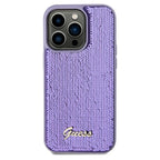 Guess Sequin Script Metal dėklas iPhone 13 Pro/13 – violetinis