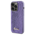 Guess Sequin Script Metal dėklas iPhone 13 Pro Max – violetinis