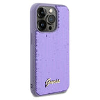 Guess Sequin Script Metal dėklas iPhone 13 Pro Max – violetinis