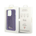 Guess Sequin Script Metal dėklas iPhone 13 Pro Max – violetinis