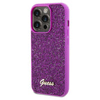 Guess Disco Metal Script dėklas iPhone 14 Pro – fuksija