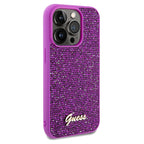 Guess Disco Metal Script dėklas iPhone 14 Pro – fuksija