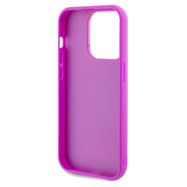 Guess Disco Metal Script dėklas iPhone 14 Pro – fuksija