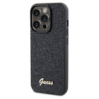 Guess Disco Metal Script dėklas iPhone 14 Pro – juodas