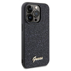 Guess Disco Metal Script dėklas iPhone 14 Pro – juodas