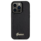Guess Sequin Script Metal dėklas iPhone 14 Pro – juodas