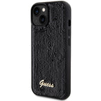 Guess Sequin Script Metal dėklas iPhone 14/15/13 – juodas