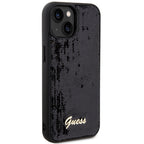 Guess Sequin Script Metal dėklas iPhone 14/15/13 – juodas