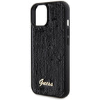 Guess Sequin Script Metal dėklas iPhone 14/15/13 – juodas