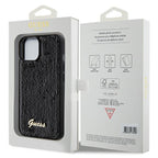 Guess Sequin Script Metal dėklas iPhone 14/15/13 – juodas