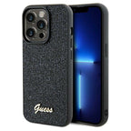 Guess Disco Metal Script dėklas iPhone 14 Pro Max – juodas