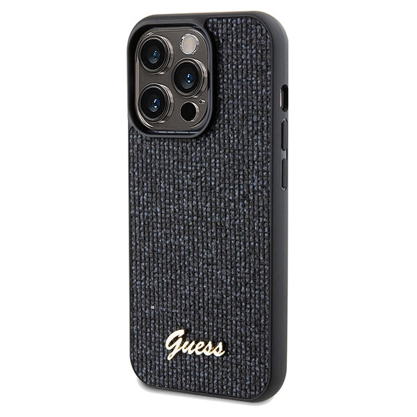 Guess Disco Metal Script dėklas iPhone 14 Pro Max – juodas